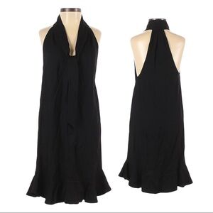 Tufi Duek Little Black Dress US 6 Sleeveless Ruffle V-Neck Mini Cocktail Prom